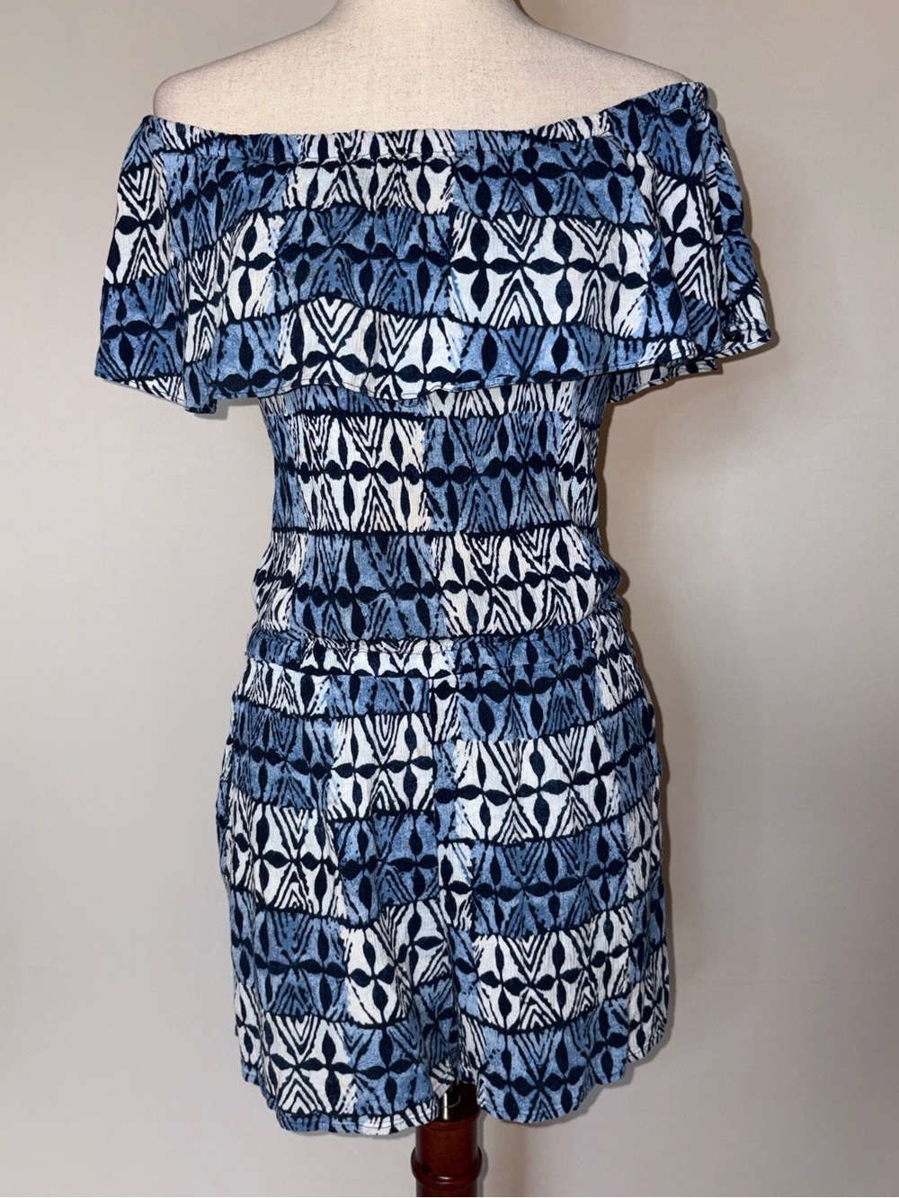 Michael Kors Batik Print Off The Shoulder Romper Size 2